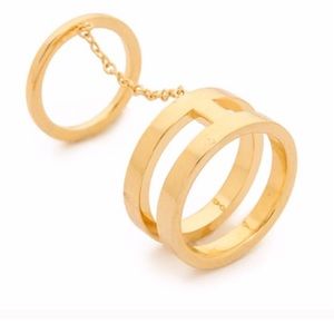 Gorjana 18k gold plated Abbott ring with connector